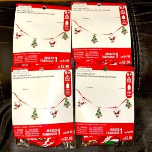 4 Felt Garland Kits. Santa and Christmas Tree Garland